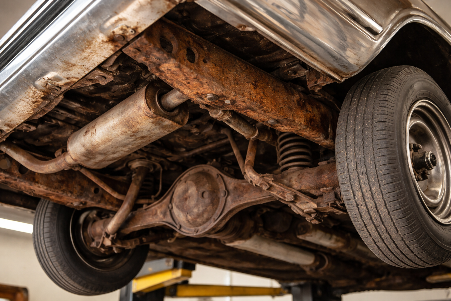 Rust on the undercarriage of a car