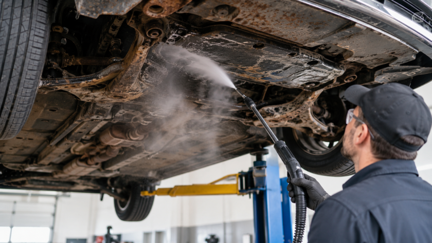 Treating rust on the underbody of a car
