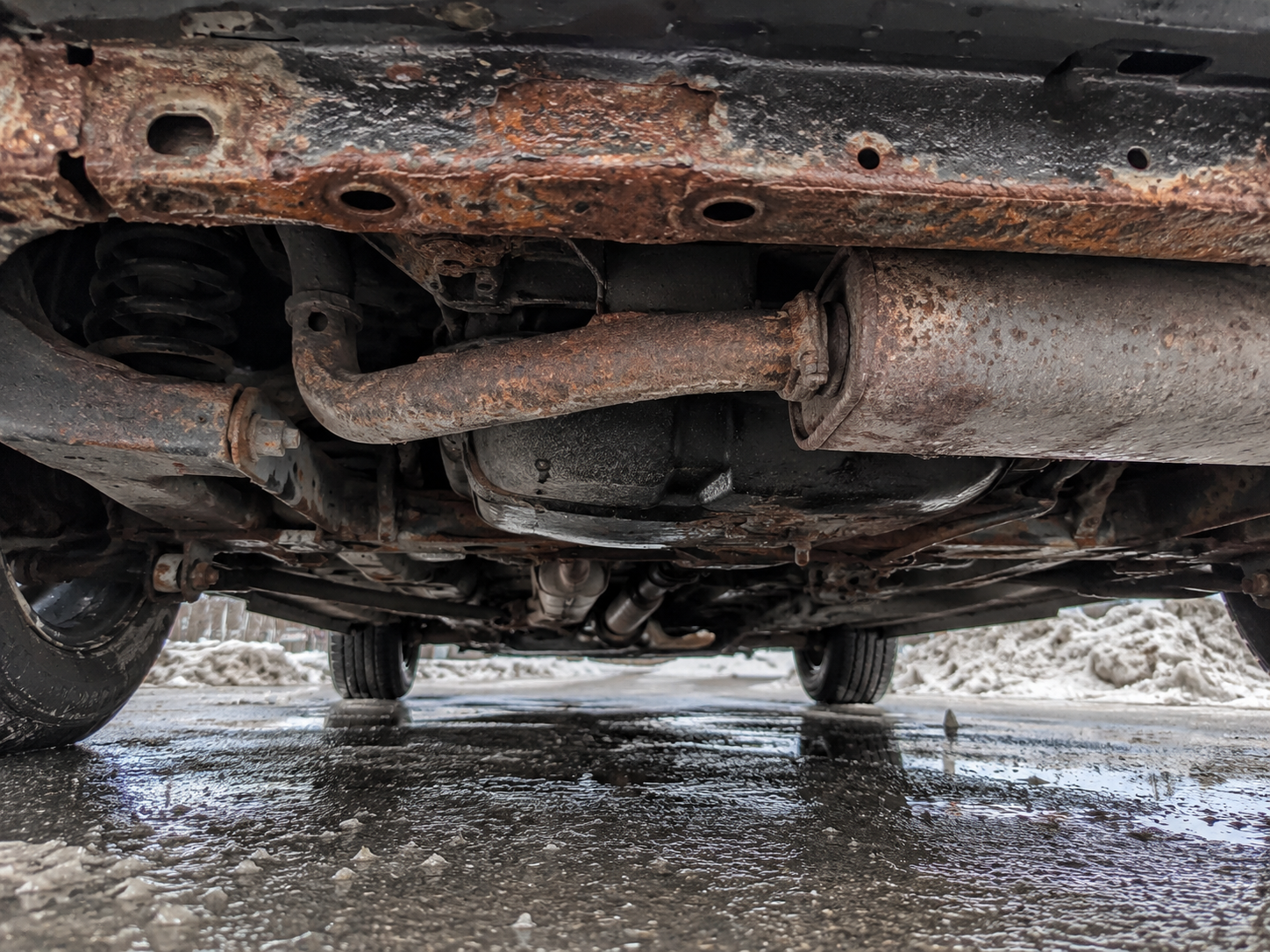 Rust on underbody of a car