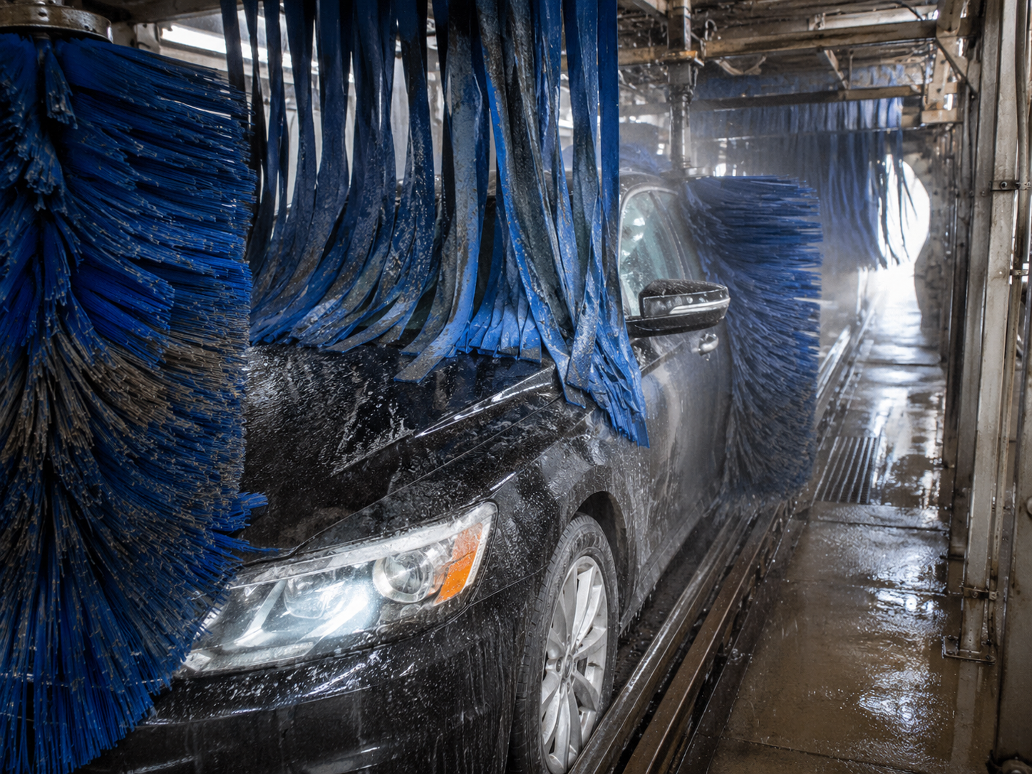 Car going through automatic car wash