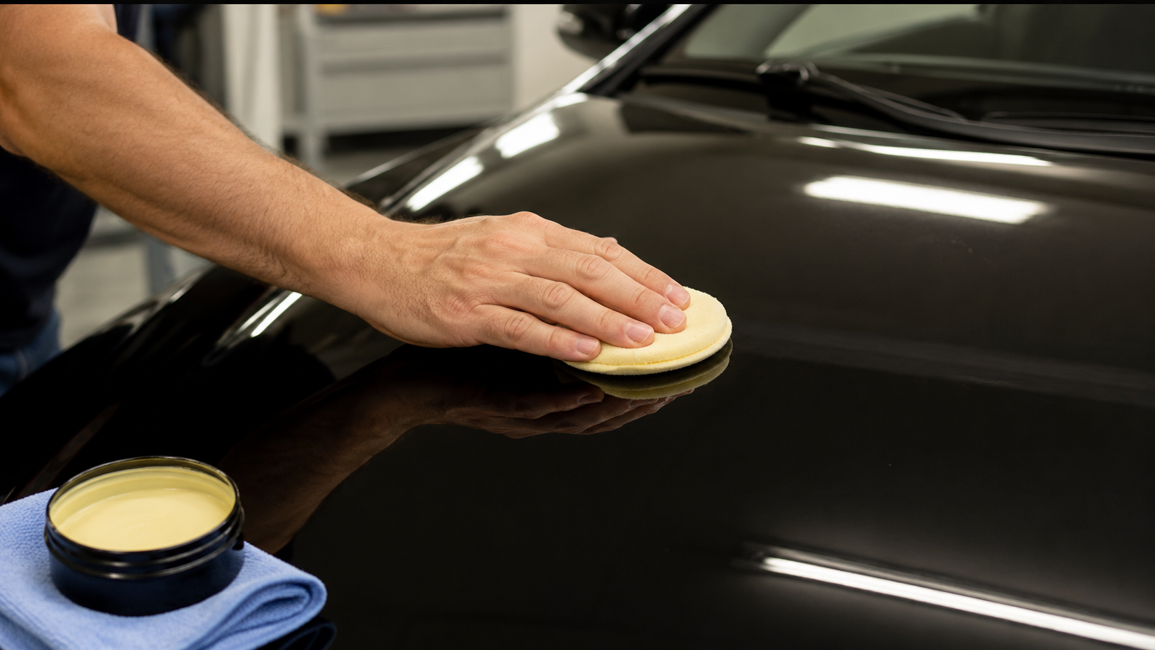 Applying ceramic wax on car